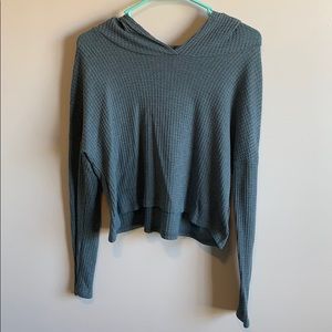 Waffle Knit long sleeve hooded tee